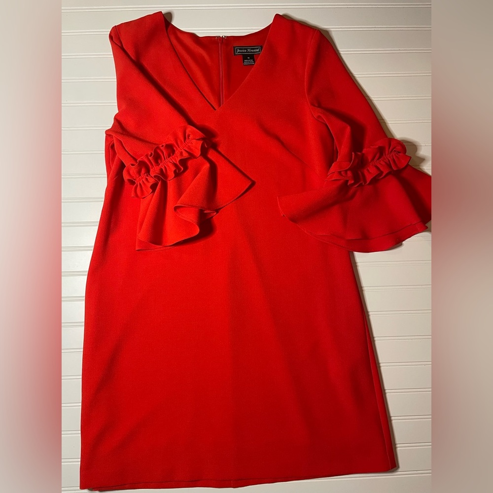 Never worn red/orange cocktail/event/wedding dress. Jessica Howard size 16.